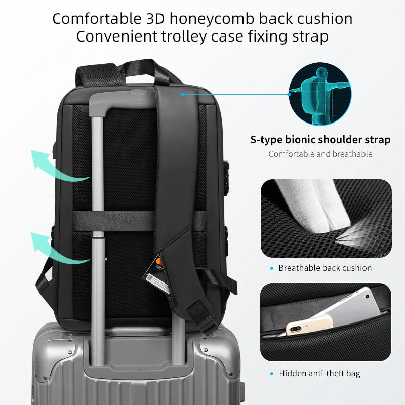 Expandable Laptop Backpack With USB Port – Water-Resistant Business Travel Bag