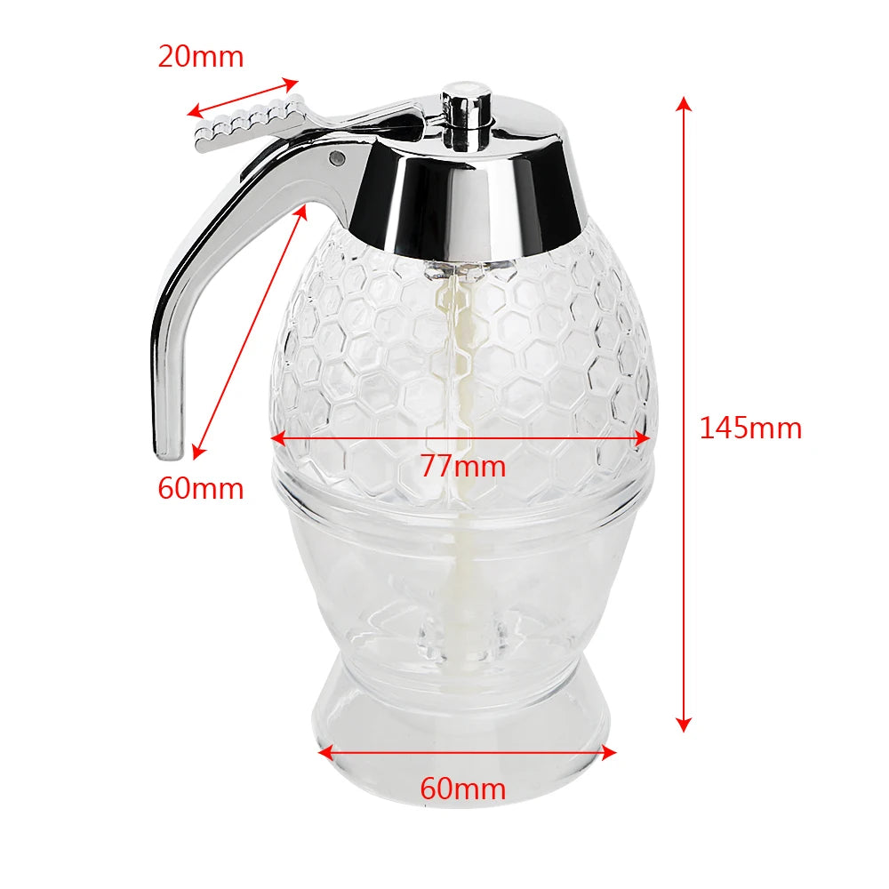 Acrylic Honey Dispenser Jar with Stand – No Drip Syrup & Juice Squeeze Bottle