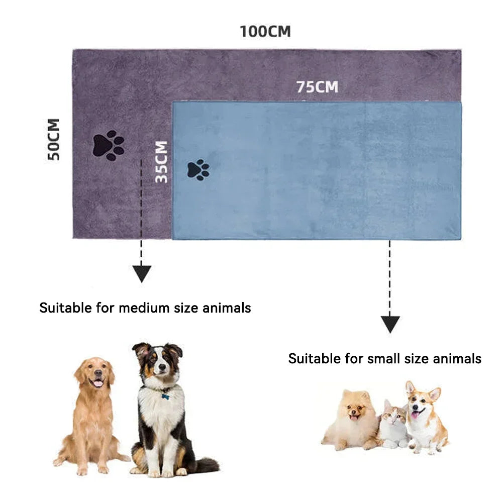 Quick-Dry Microfiber Pet Towel – Super Absorbent Dog & Cat Bath Towel (Soft, Thickened & Non-Shedding)