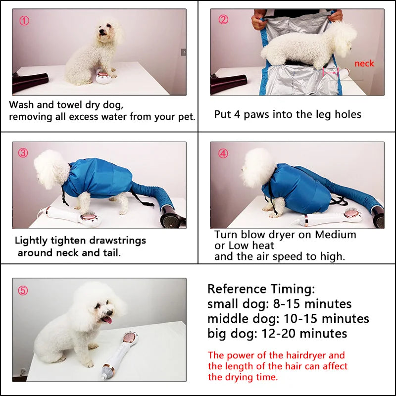 Portable Folding Dog Hair Dryer Bag – Efficient Pet Drying Blow Bag for Dogs & Cats