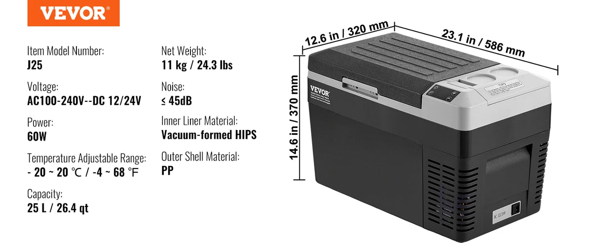 Portable Car Refrigerator Freezer – 8L–75L Single & Dual-Zone Compressor Cooler With Bluetooth