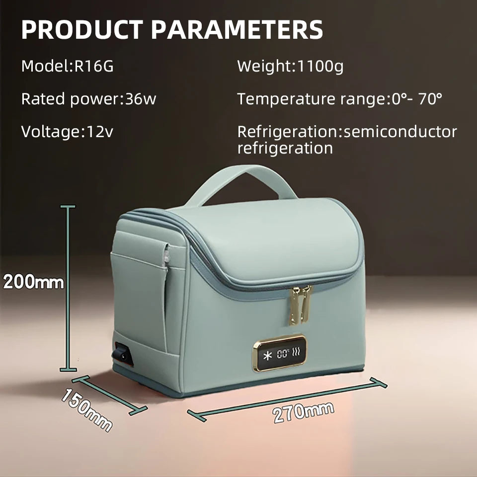 E-ACE R16G 4L Portable Electric Cooler & Warmer Bag – 12V Car Food and Drink Carrier