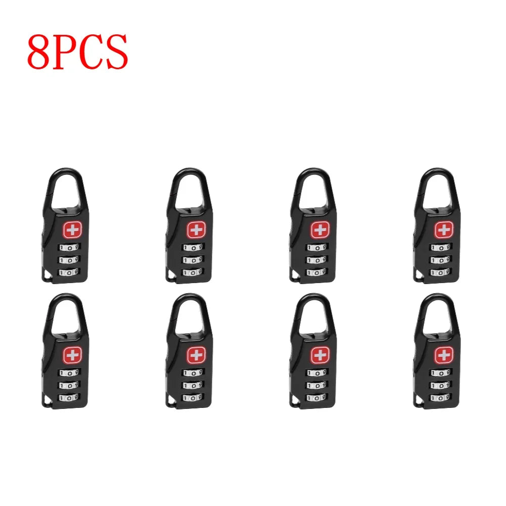 Mini 3-Digit Combination Padlock – Alloy Travel Lock for Luggage and Backpacks, 1–8 Pieces
