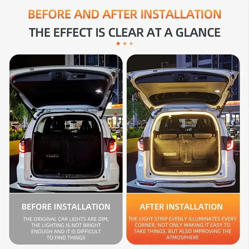 12V Cut-to-Length LED Trunk Light Strip – IP65 Cargo Area Lighting in White or Warm White, 2m/4m
