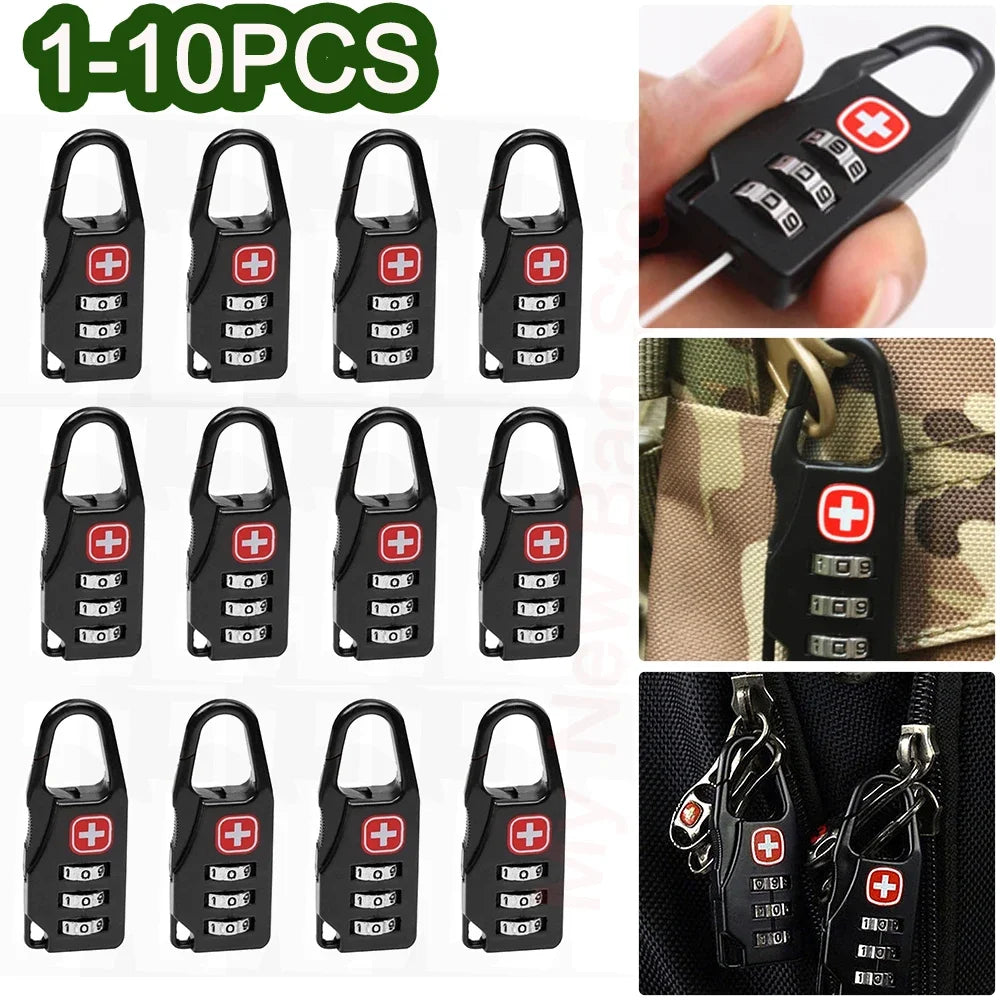 Mini 3-Digit Combination Padlock – Alloy Travel Lock for Luggage and Backpacks, 1–8 Pieces