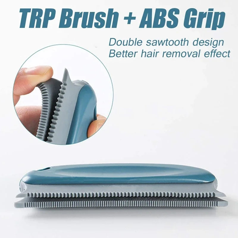 Portable Lint & Pet Hair Remover Brush – Dual Serrated Fabric Cleaner for Sofa, Carpet & Clothing