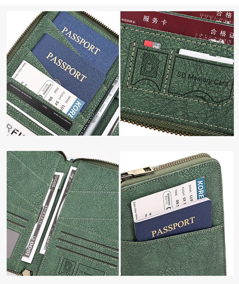 RFID-Blocking Multi-Passport Travel Wallet – Family Document, Ticket & Card Organizer - Goodify Mart