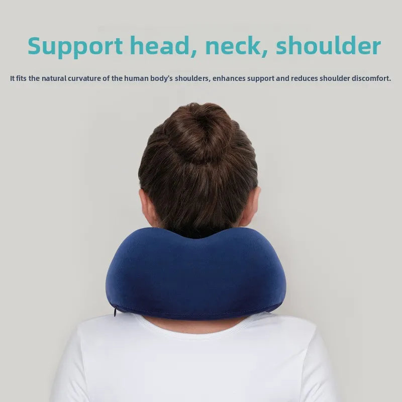 Soft U-Shaped Memory Foam Neck Pillow For Airplane Travel & Seated Rest
