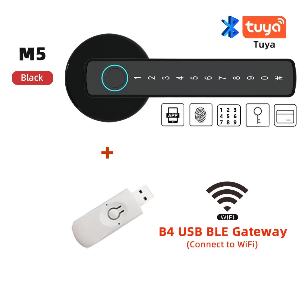 RAYKUBE M5 Smart Fingerprint Door Lock – Tuya BLE Digital Lock with App, Password, Card & Key Access - Goodify Mart