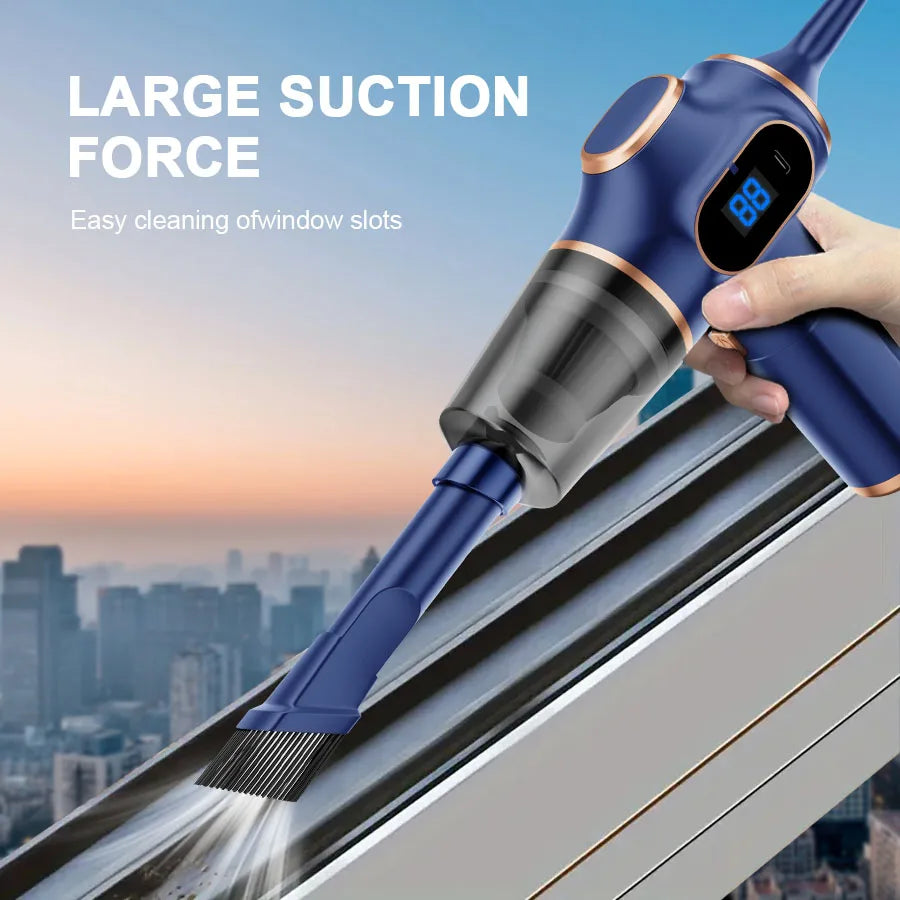 60W Cordless Handheld Car Vacuum – 2000mAh Bagless Cleaner With HEPA Filter