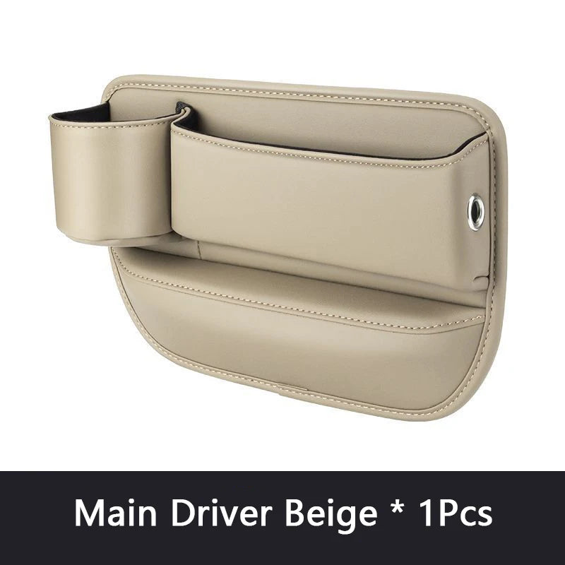 PU Leather Car Seat Gap Organizer With Phone, Cup And Key Storage – 1/2 Pieces