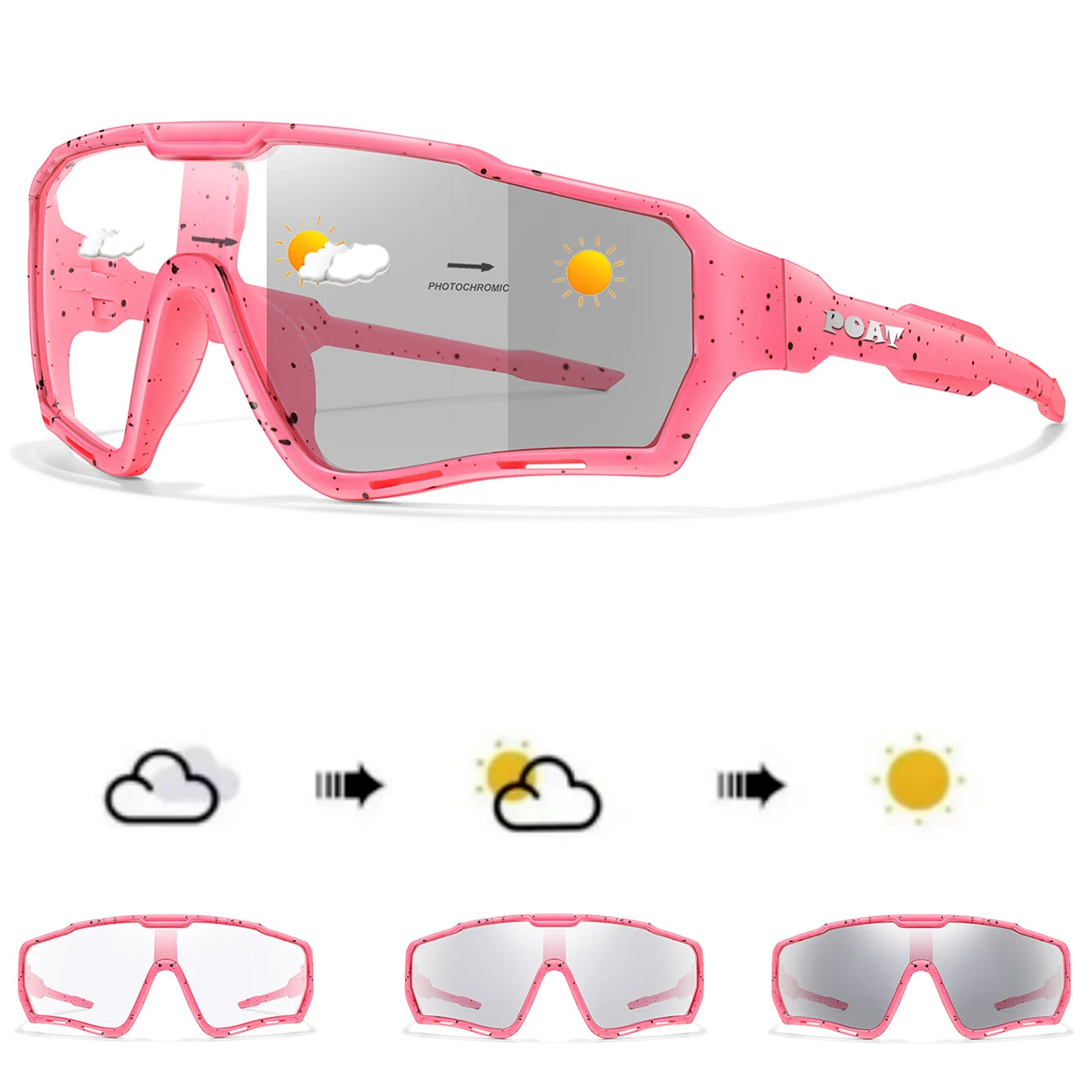 POAT Photochromic Cycling Sunglasses – UV400 MTB Bike Sports Glasses for Men & Women