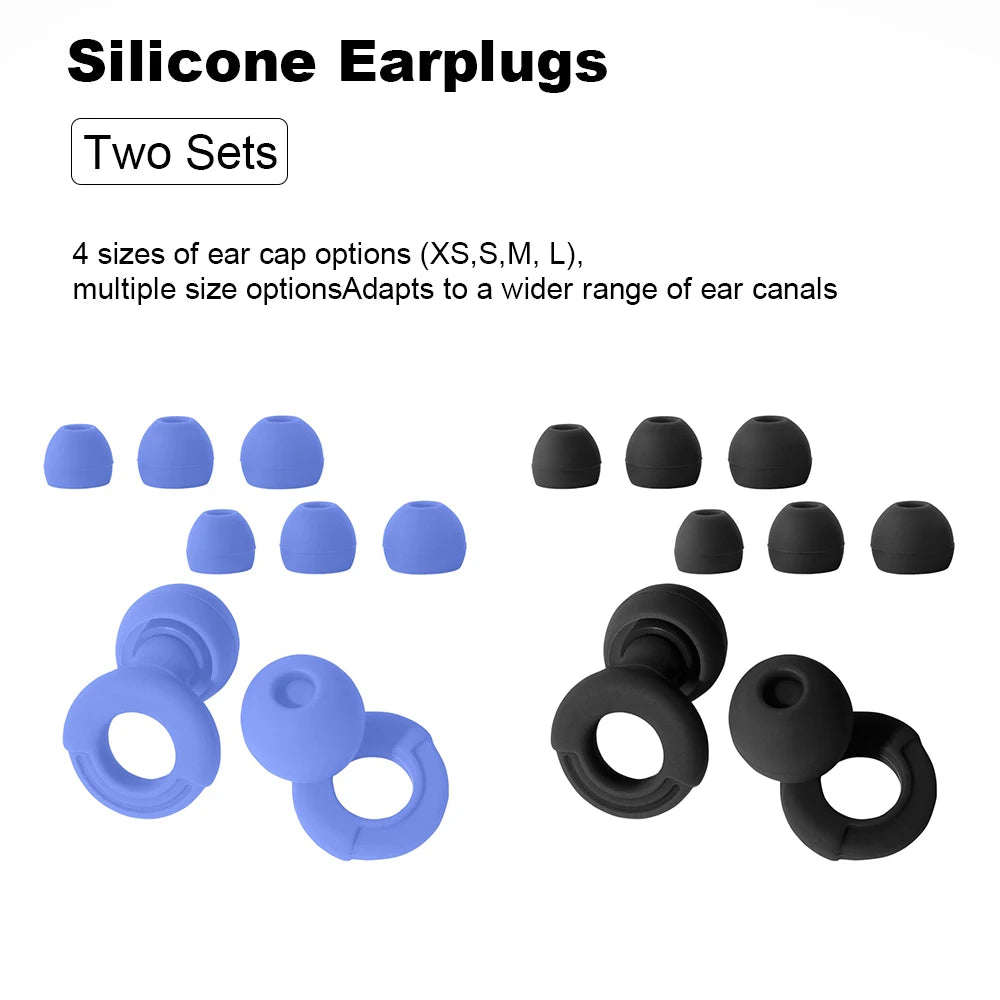 Reusable Silicone Noise-Reducing Earplugs – 4 Sizes for Sleep, Swimming and Travel