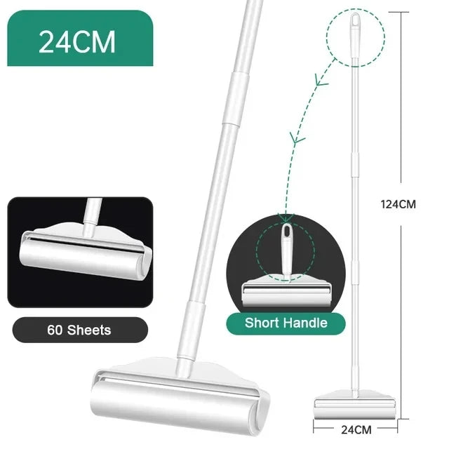 Long Handle Lint Roller for Pet Hair – Large Tear-Off Adhesive Cleaner for Sofa, Carpet & Upholstery