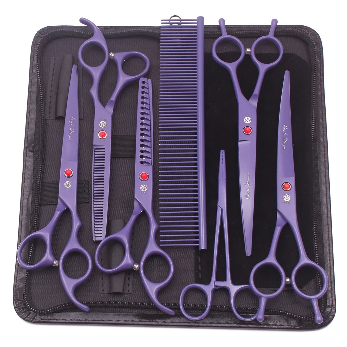 Purple Dragon Professional Dog Grooming Scissors Kit – 6.5” & 7” Japan 440C Stainless Steel Shears Set (Z3002) - Goodify Mart