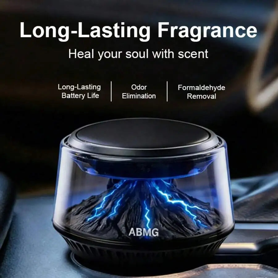 Smart Car Air Freshener Diffusers, Volcano Glacier Landscape Car Diffuser With AI Smart Start-Stop, Solar & USB Charging, Portab