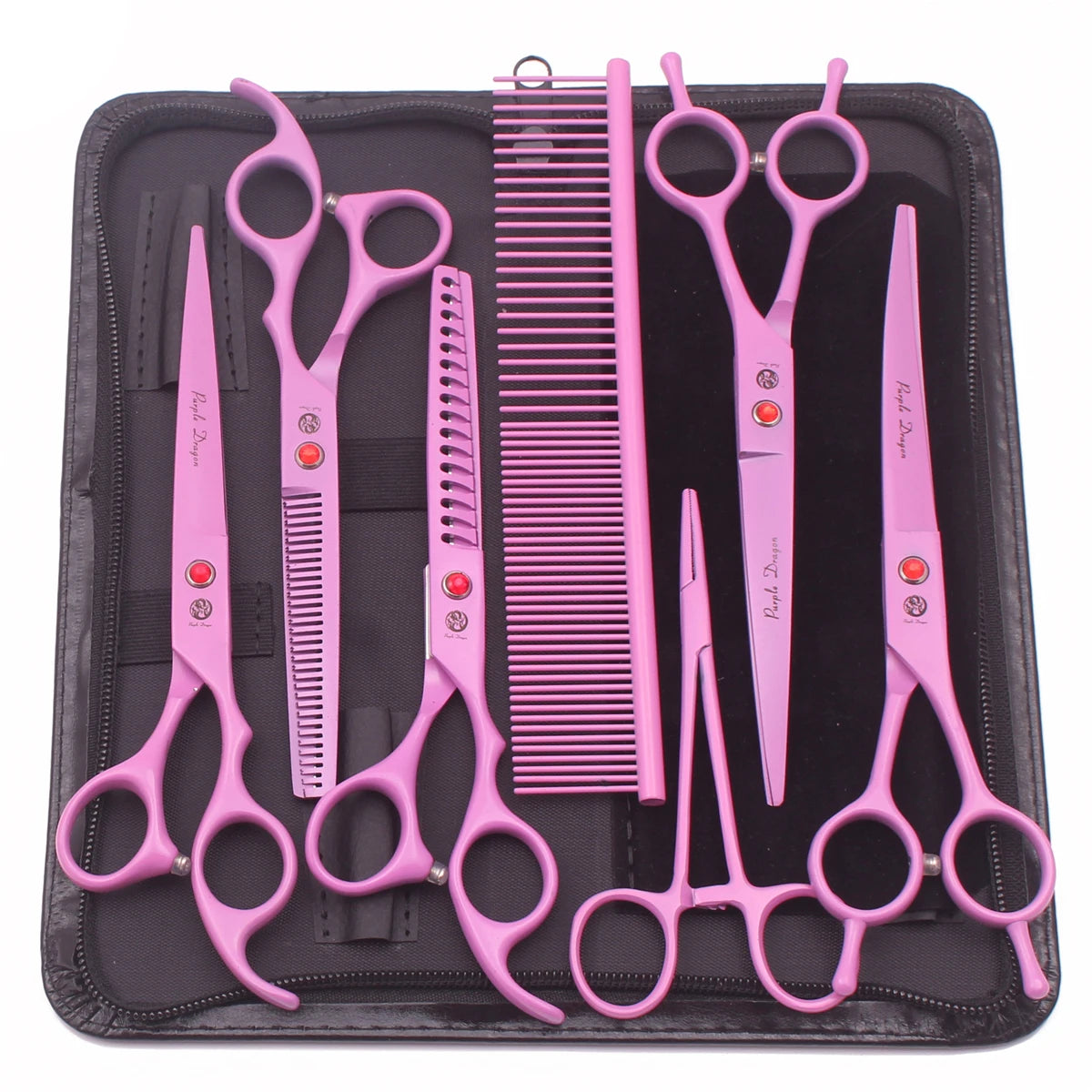 Purple Dragon Professional Dog Grooming Scissors Kit – 6.5” & 7” Japan 440C Stainless Steel Shears Set (Z3002)