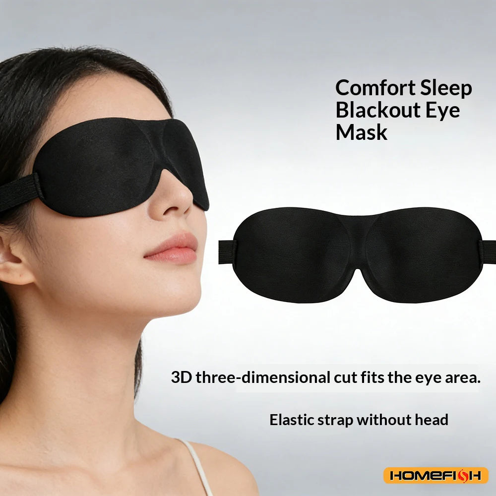 Breathable 3D Light-Blocking Sleep Mask – Adjustable Contoured Eye Mask for Travel and Rest