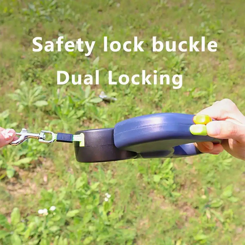 3m Double Retractable Dog Leash with LED Light – Dual Dog Walking Lead with Waste Bag Holder