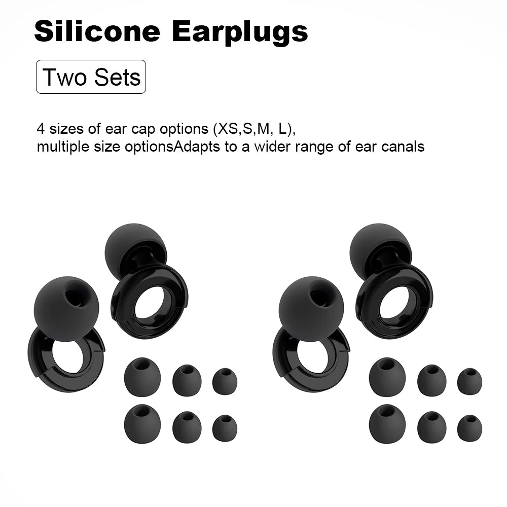 Reusable Silicone Noise-Reducing Earplugs – 4 Sizes for Sleep, Swimming and Travel