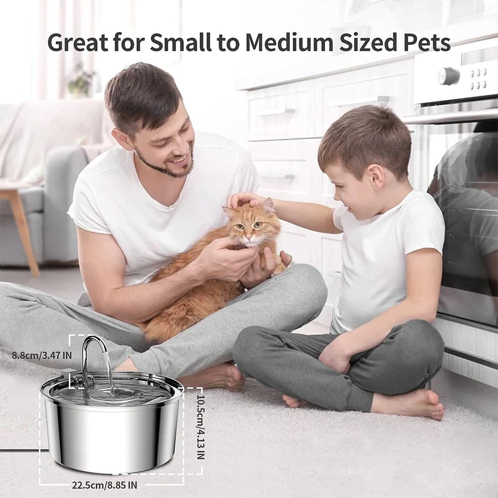 Stainless Steel Cat Water Fountain – 3L USB Electric Pet Water Dispenser with Double Filtration & Ultra-Quiet Pump - Goodify Mart
