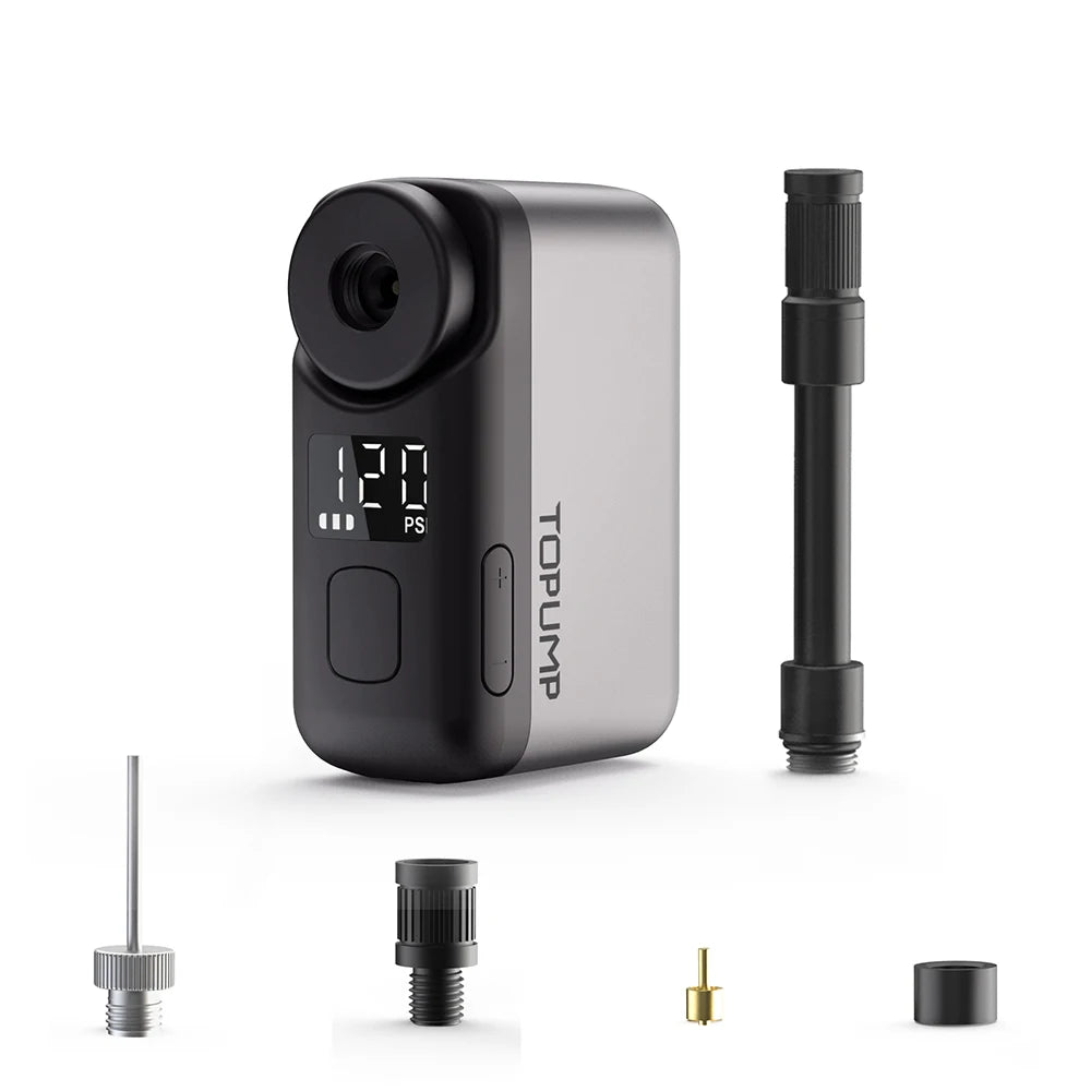 TOPUMP TB2 Pro Mini Electric Bike Pump – 120 PSI Cordless Tire Inflator With Digital Display