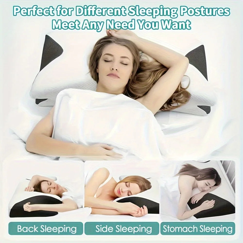 Ergonomic Wave Memory Foam Pillow For Side, Back & Stomach Sleepers