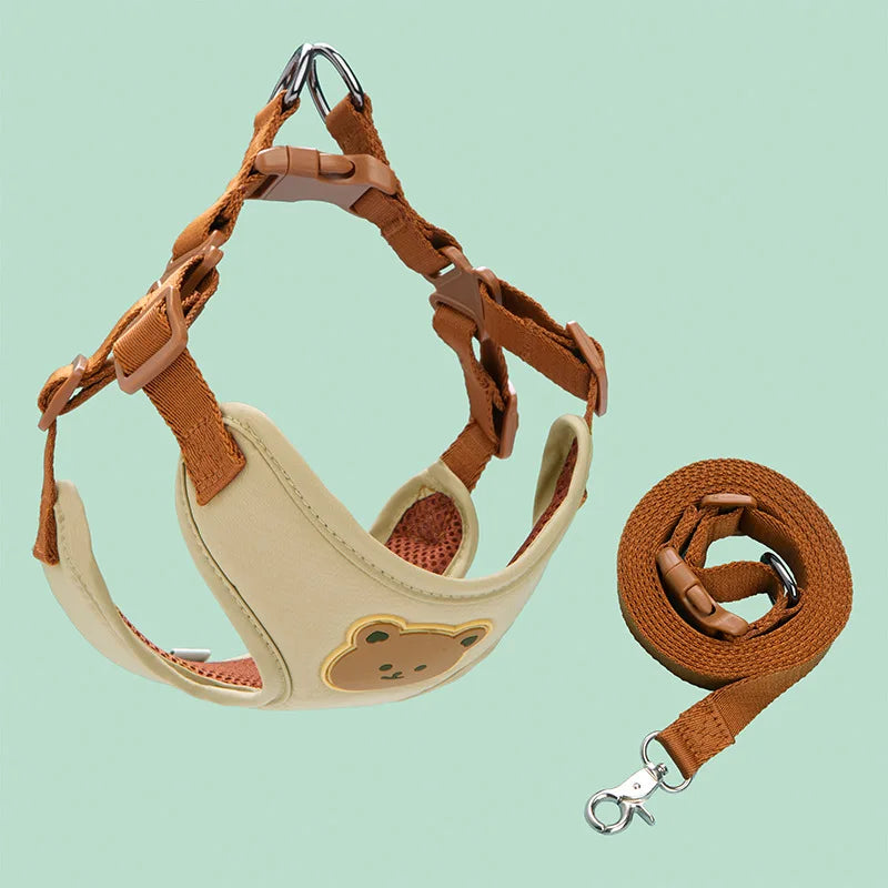 Breathable Dog Harness & Leash Set – Adjustable Puppy Vest for Small & Medium Dogs & Cats