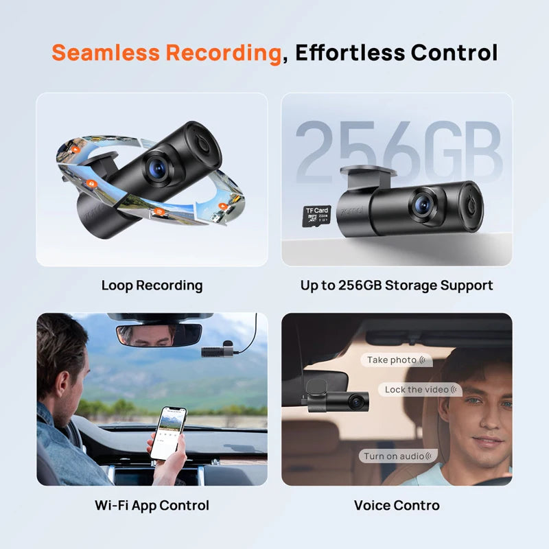 70mai M310 Plus 2K Dash Cam – Wi-Fi, Voice Control, Night Vision & Optional 24H Parking Guard