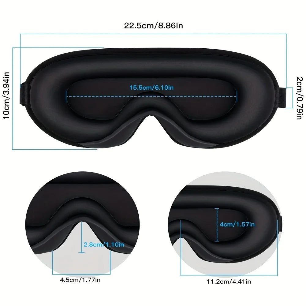 3D Cotton Blackout Sleep Mask With Earplugs – Eyelash-Friendly Adjustable Travel Eye Mask