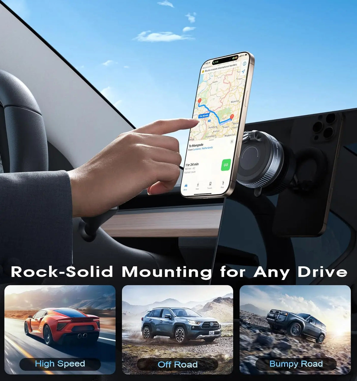 360° Adjustable Magnetic Car Phone Holder – Foldable Suction Cup Mount