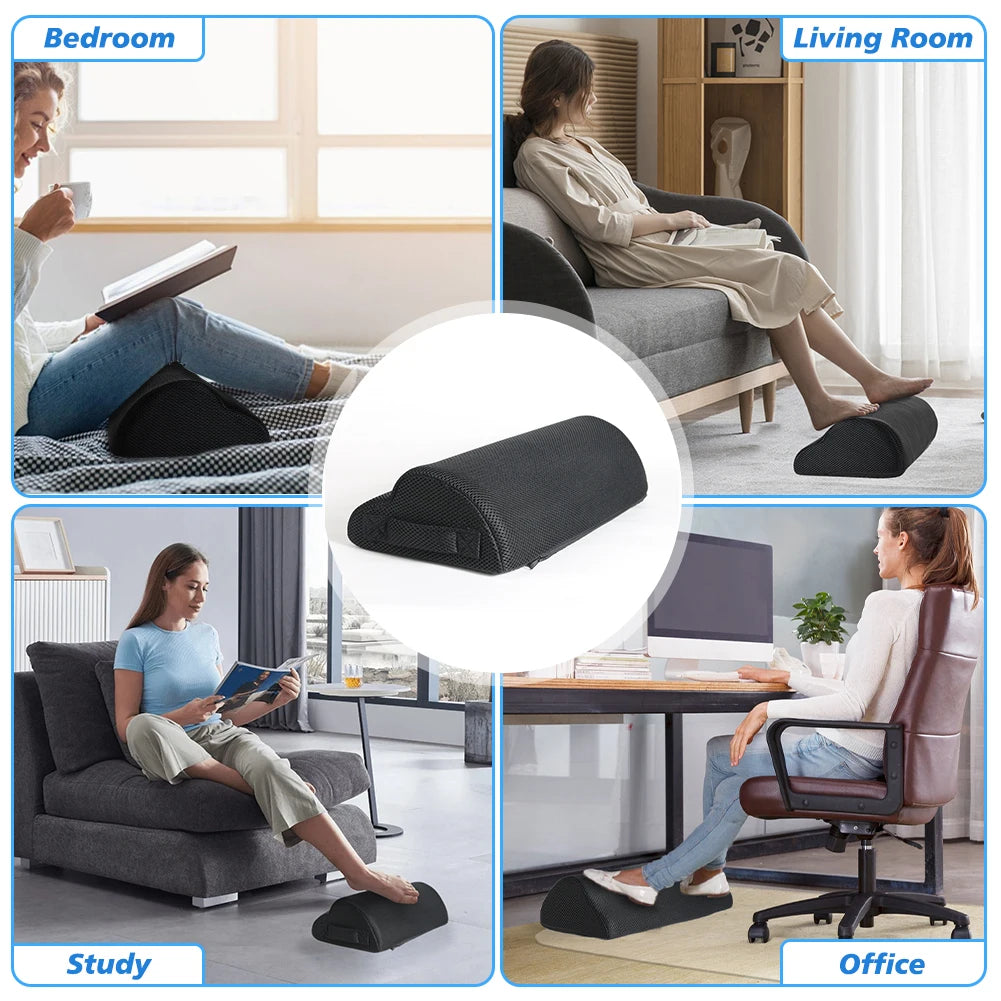Memory Foam Under-Desk Footrest – 40 × 20 × 10cm Office, Gaming and Home Leg Support