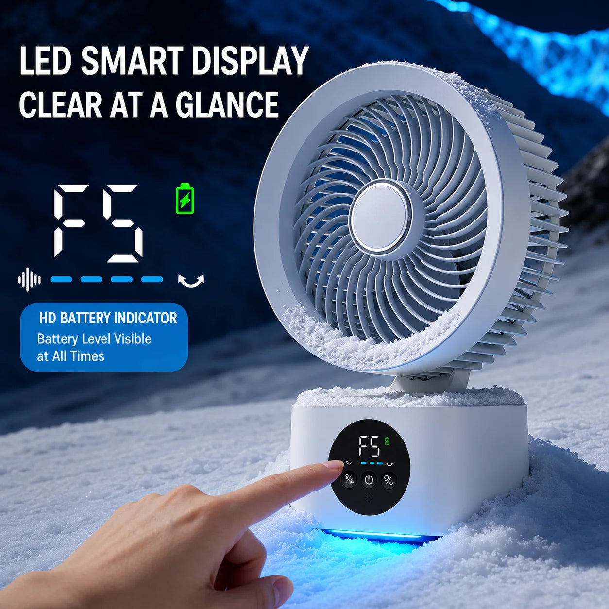 Portable Rechargeable Wall-Mounted Folding Fan With Remote Control & Night Light