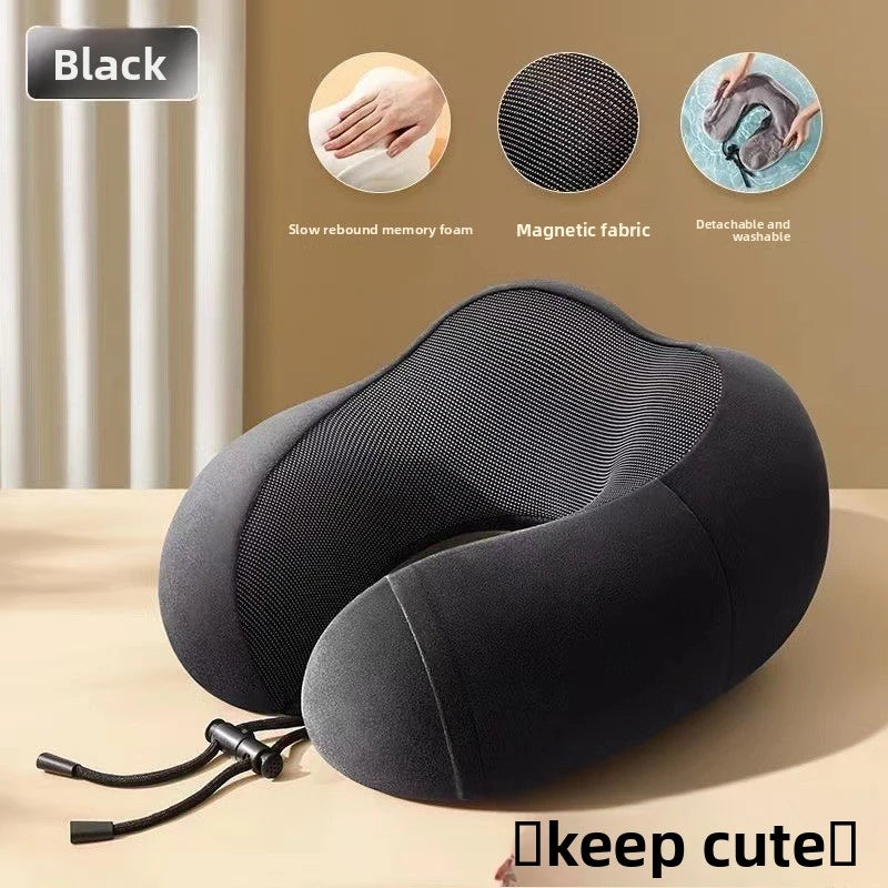 Soft U-Shaped Memory Foam Neck Pillow For Airplane Travel & Seated Rest