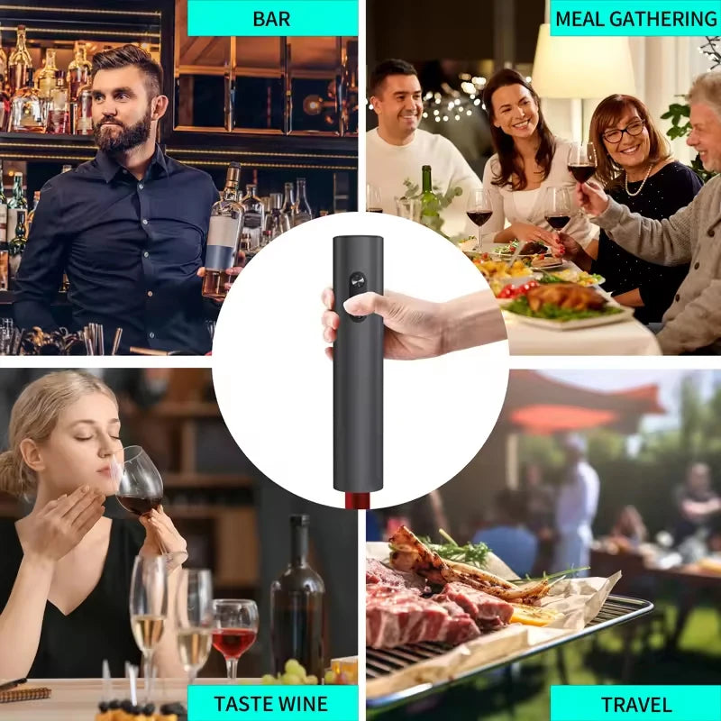Electric Wine Opener Gift Set – Automatic Red Wine Bottle Opener with Stopper & Pourer
