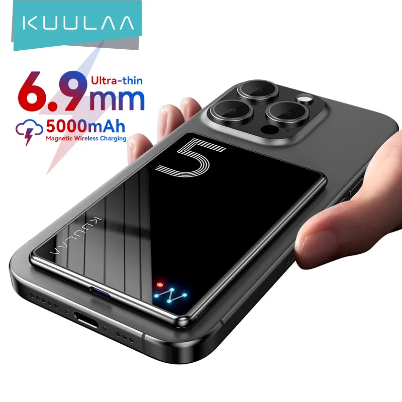 KUULAA MagOn 5,000mAh Ultra-Slim Magnetic Power Bank – 20W USB-C Charger