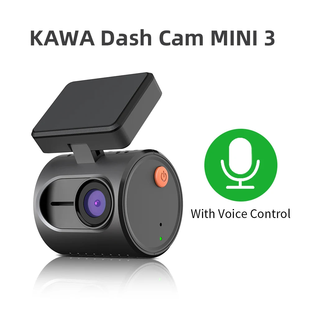 KAWA MINI 3 2K Dash Cam – Wi-Fi App, Night Vision, Voice Control & Parking Monitor