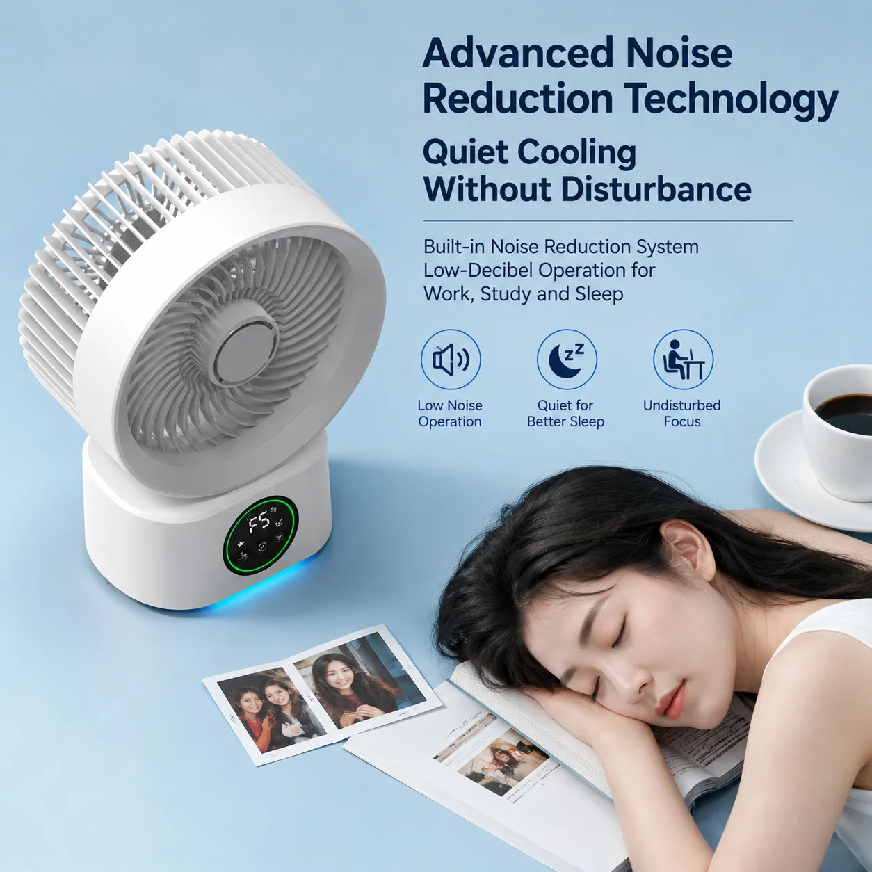 Portable Rechargeable Wall-Mounted Folding Fan With Remote Control & Night Light