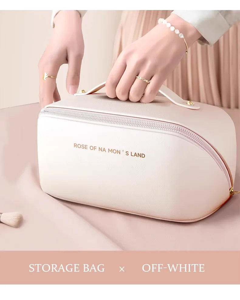 HOMEFISH Luxury Makeup Organizer Bag – Travel Cosmetic Case with Zipper, Portable Toiletry Storage Pouch for Women