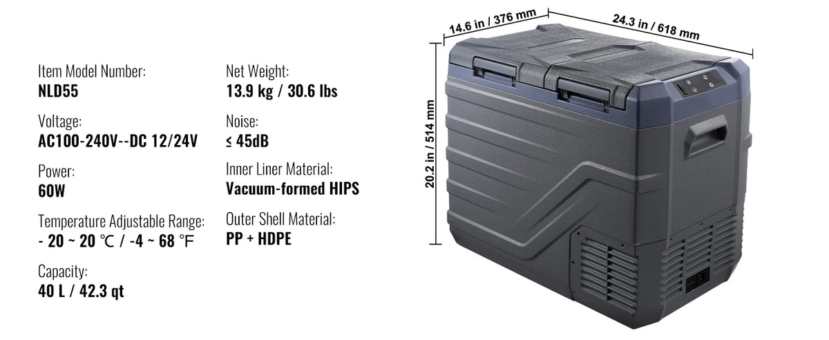 Portable Car Refrigerator Freezer – 8L–75L Single & Dual-Zone Compressor Cooler With Bluetooth