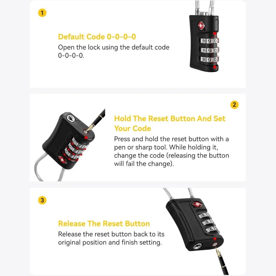 4-Pack 3-Digit Combination Luggage Locks – Resettable Black Travel Padlocks - Goodify Mart