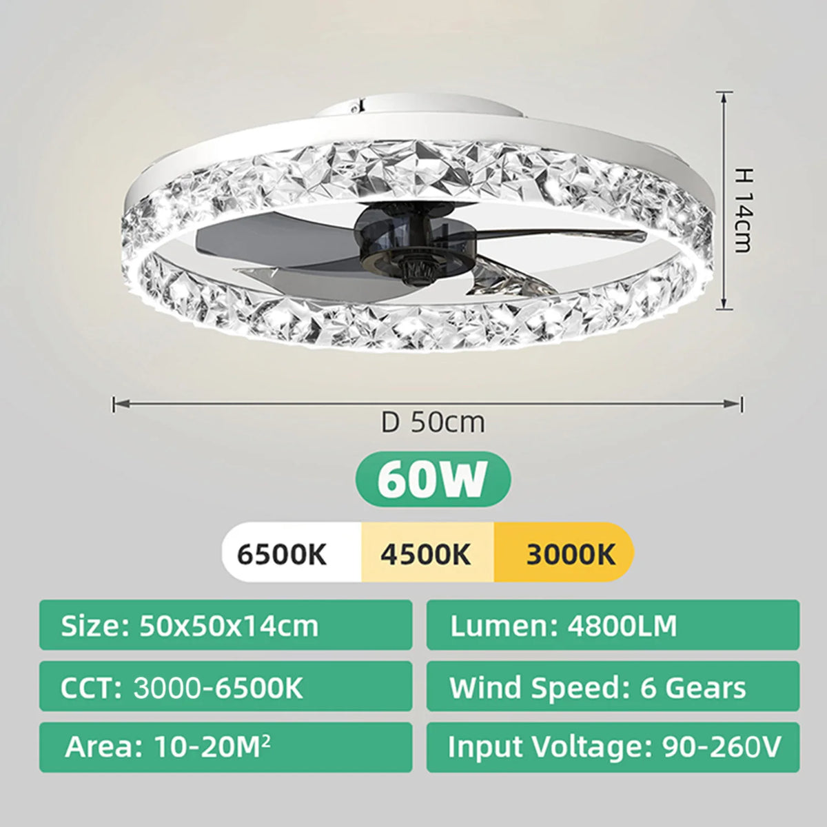 Modern Reversible Ceiling Fan With Dimmable LED Light & Remote Control