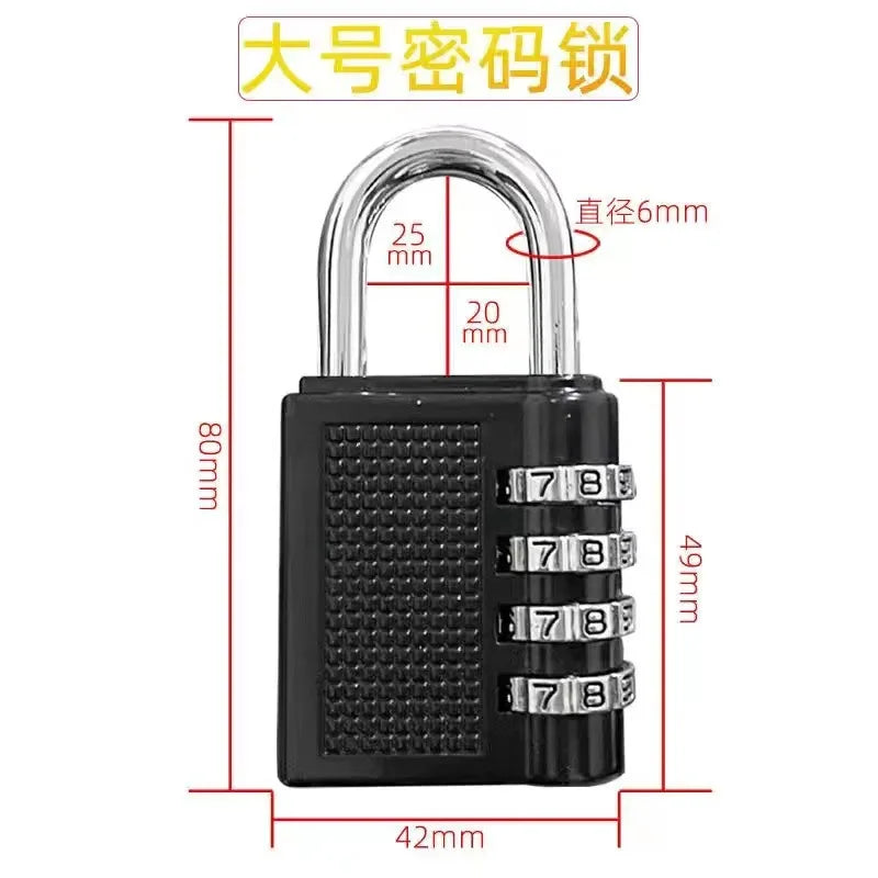 4-Digit Zinc Alloy Combination Padlock – Resettable Black Lock for Gym Lockers and Luggage
