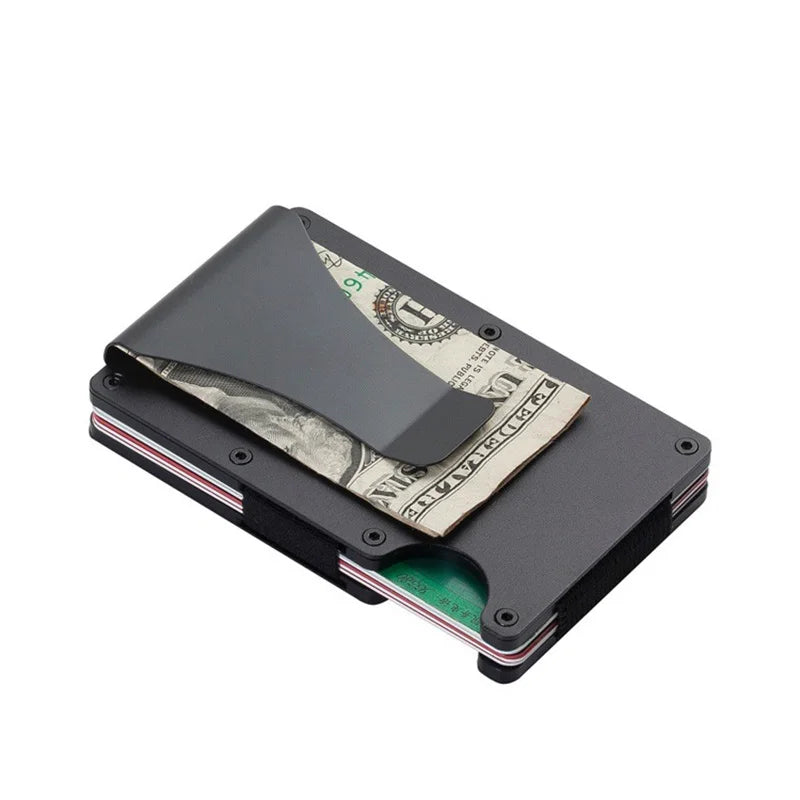 RFID-Blocking Aluminum Card Holder Wallet With Money Clip – Slim Metal Credit Card Case