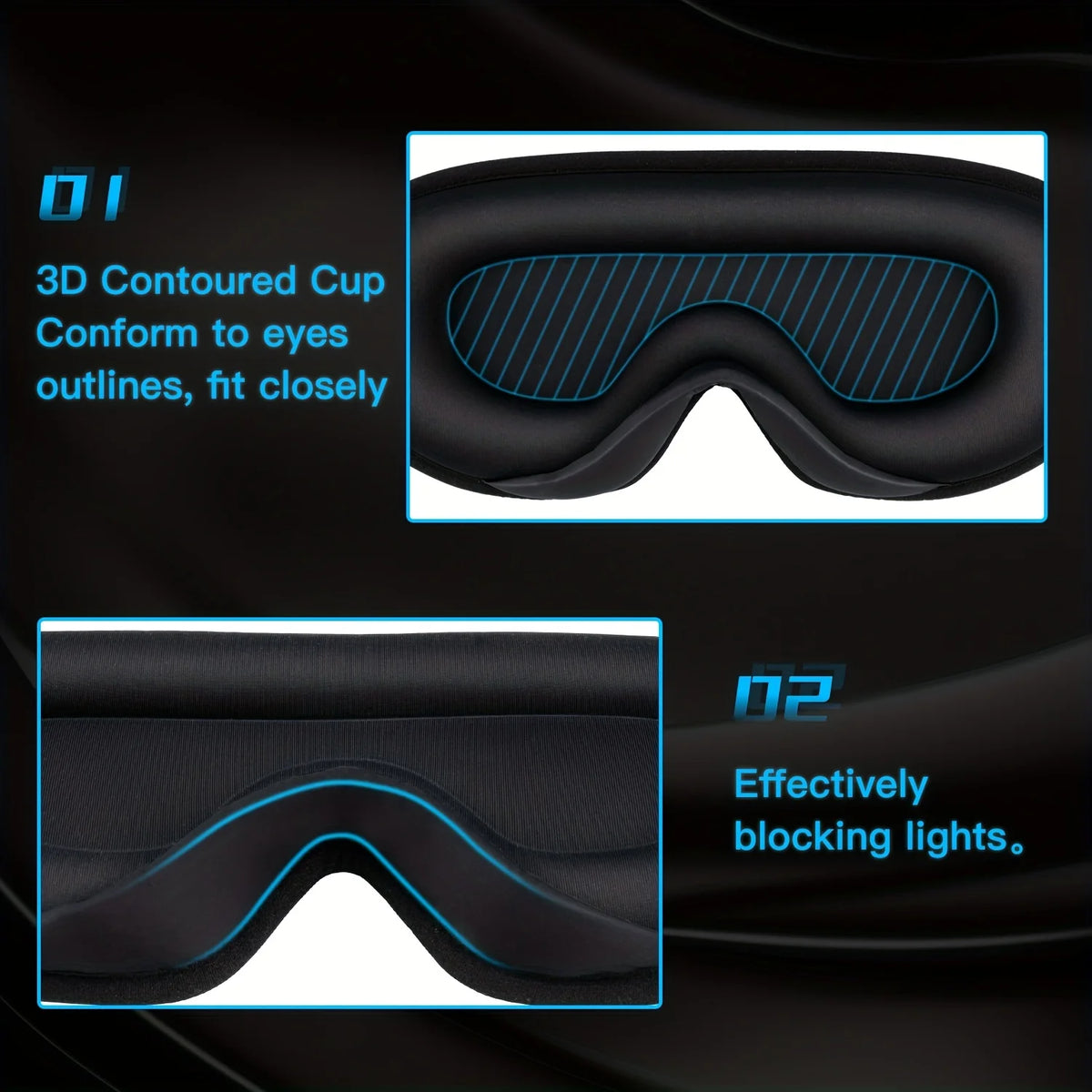 3D Cotton Blackout Sleep Mask With Earplugs – Eyelash-Friendly Adjustable Travel Eye Mask
