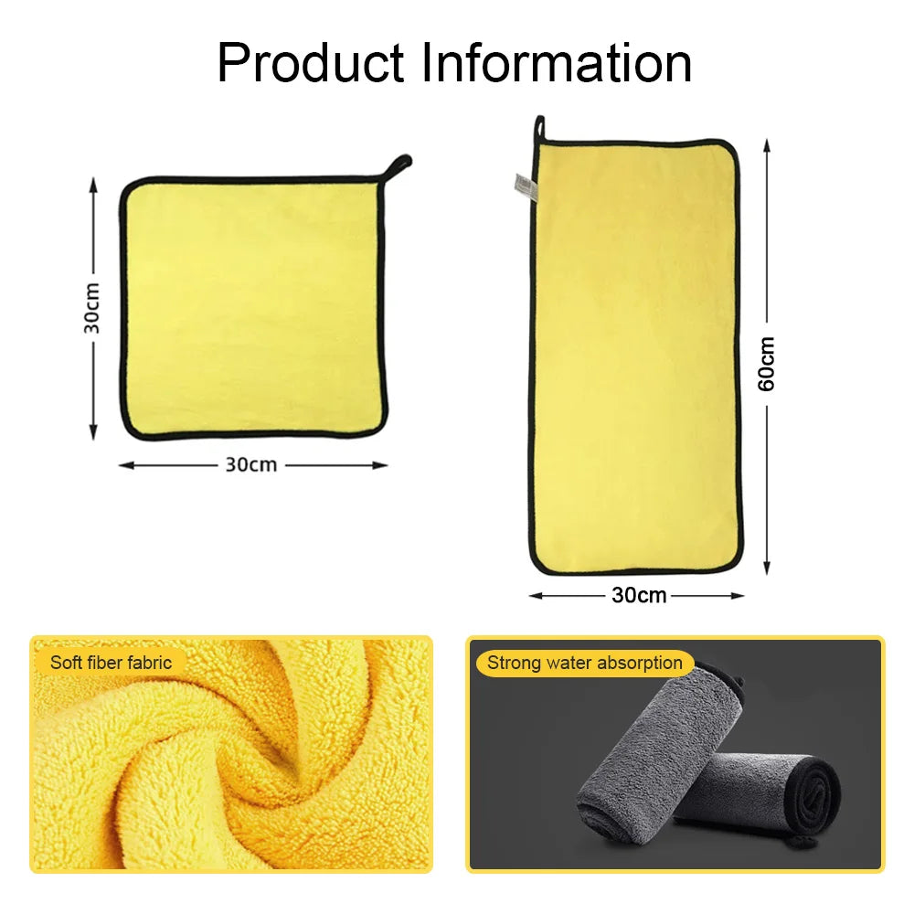 5–20 Pack Microfiber Car Cleaning Towels – Absorbent 30×30/30×60cm Cloths