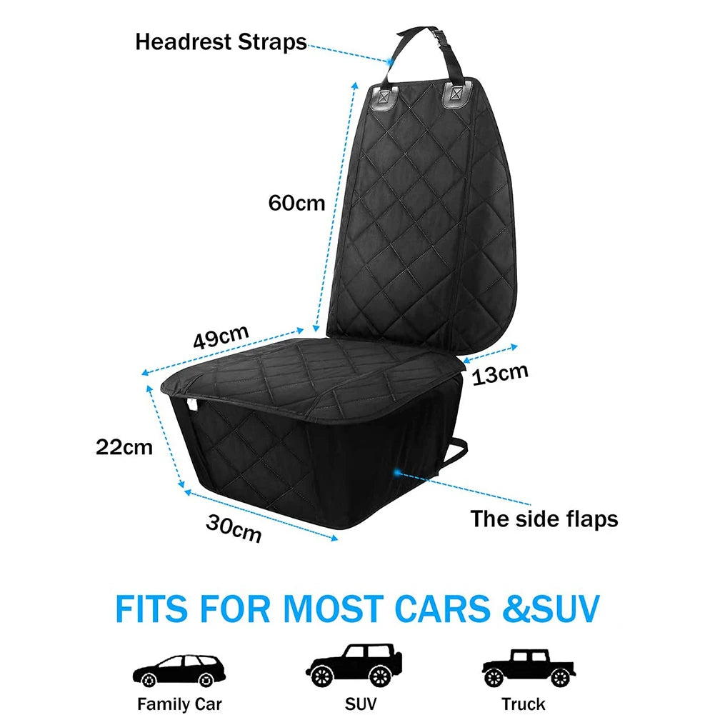 Waterproof Dog Car Front Seat Cover – Non-Slip Pet Seat Protector with Cushion Padding