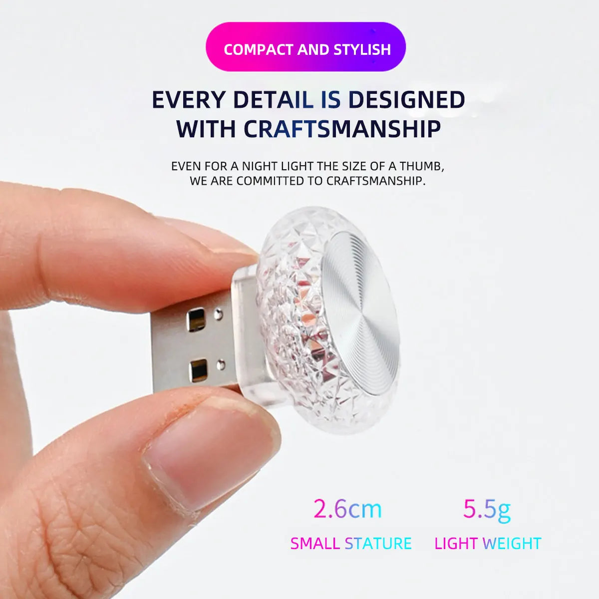 KEVANLY Mini RGB USB Ambient Light – Plug-and-Play LED Atmosphere Lamp for Car, Computer & Power Bank
