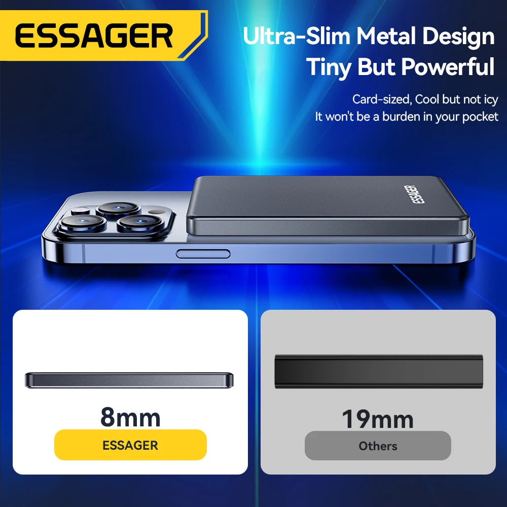 Essager 5,000mAh Slim Magnetic Wireless Power Bank – 20W USB-C Fast Charger