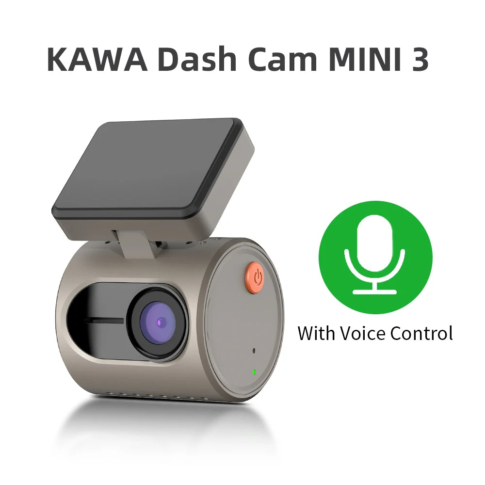 KAWA MINI 3 2K Dash Cam – Wi-Fi App, Night Vision, Voice Control & Parking Monitor